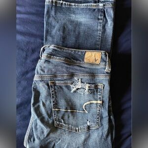 American Eagle Outfitters Relaxed Fit Distressed Blue Jeans